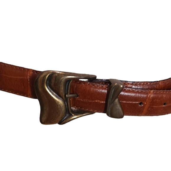 Size XS/S/M? Vintage Milos Womens Belt Leather Made Italy Brown Copper Skinny main image 4